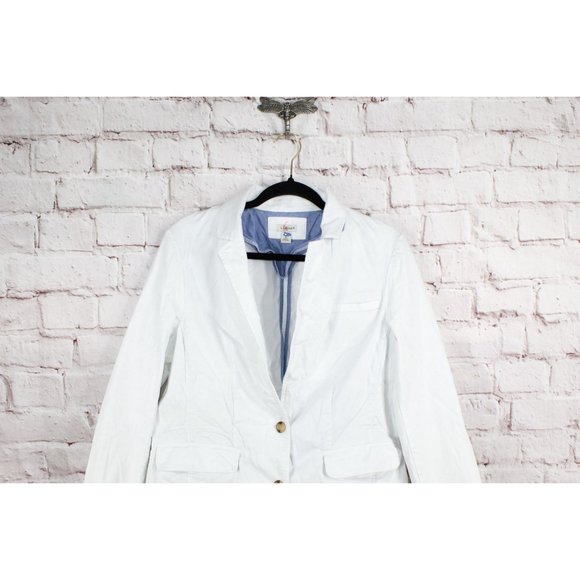 LL Bean White Cotton Two Buttons Casual Dress Classic Blazer Size  S - Picture 3 of 9